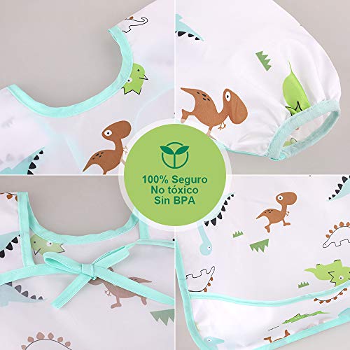 Lictin Baberos Bebe Impermeables- 5 Pcs Baberos Bebe con Mangas con Escote Ajustable, Baberos Bebe Impermeables con Mangas para Bebes de 0-24 Meses Lictin Baberos Bebe Impermeables- 5 Pcs Baberos Bebe con Mangas con Escote Ajustable, Baberos Bebe Impermeables con Mangas para Bebes de 0-24 Meses