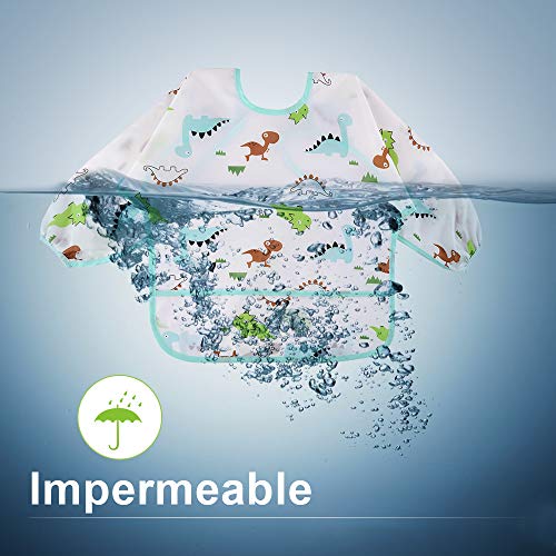 Lictin Baberos Bebe Impermeables- 5 Pcs Baberos Bebe con Mangas con Escote Ajustable, Baberos Bebe Impermeables con Mangas para Bebes de 0-24 Meses Lictin Baberos Bebe Impermeables- 5 Pcs Baberos Bebe con Mangas con Escote Ajustable, Baberos Bebe Impermeables con Mangas para Bebes de 0-24 Meses