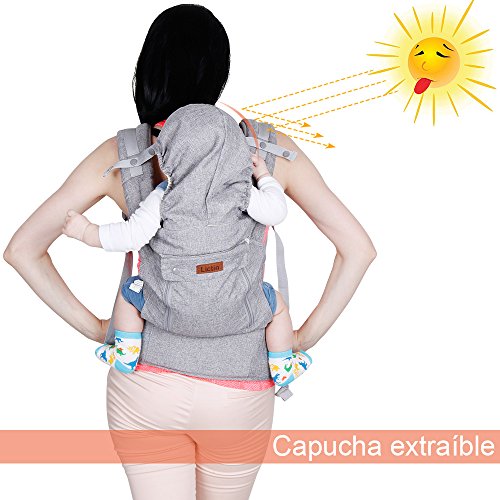 Lictin Mochilas portabebé Manos libres - Portabebés transpirable ergonómicamente diseñado Múltiples posiciones Se adapta a medida que sus hijos crece, Certificado CE para bebé Hasta 15 kg