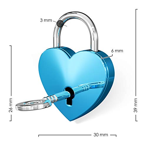 LIEBESSCHLOSS-FACTORY Pequeño Candado de amor Azul grabado en forma de corazón. Caja de regalo y mucho mas.Diseña tu castillo ahora grabado! LIEBESSCHLOSS-FACTORY Pequeño Candado de amor Azul grabado en forma de corazón. Caja de regalo y mucho mas.Diseña tu castillo ahora grabado!