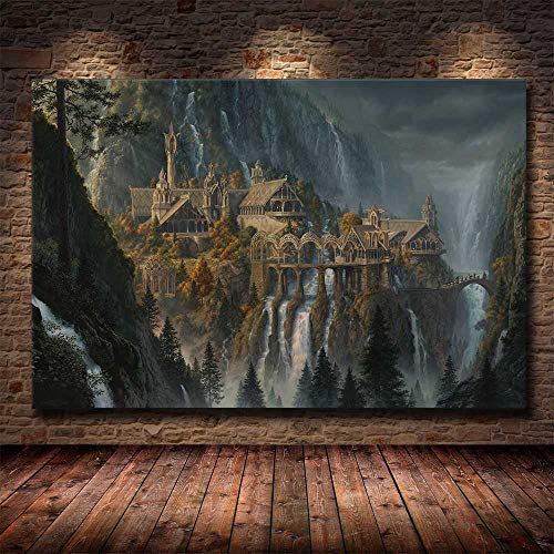 Lienzo De Impresión Carteles De Películas El Señor De Los Anillos Rivendell Fairyland Pintura Al Óleo Sobre Lienzo Cuadros Artísticos De Pared Para La Decoración De La Sala De Estar Del Hogar