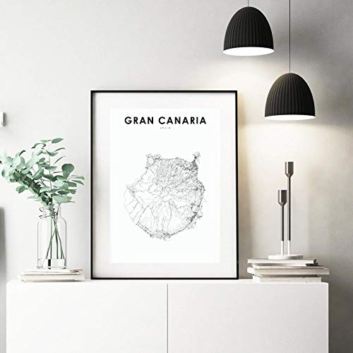 Lienzo impresiones en HD, póster de Tenerife, mapa artístico de pared, decoración del hogar, pintura de Gran Canaria, cuadros nórdicos modulares, sala de estar simple 60 * 80 cm