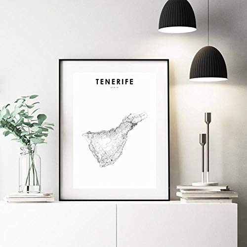 Lienzo impresiones en HD, póster de Tenerife, mapa artístico de pared, decoración del hogar, pintura de Gran Canaria, cuadros nórdicos modulares, sala de estar simple 60 * 80 cm