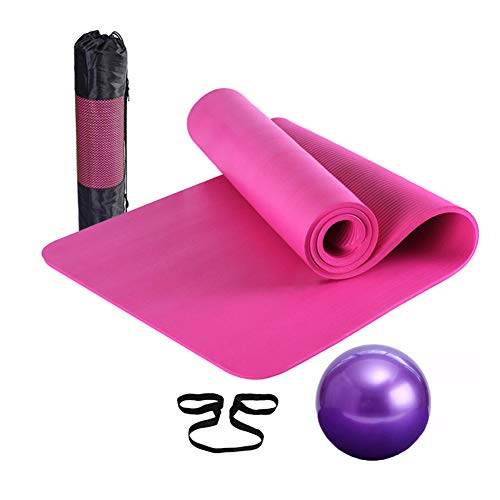 LieYuSport Essential Yoga Starter Set Kit,2pcs Includes 1x Yoga Mat 183cm*61cm*1.0cm,1x Pelota de Pilates 25CM,para Pilates y Otros Entrenamientos de Fitness,Pink