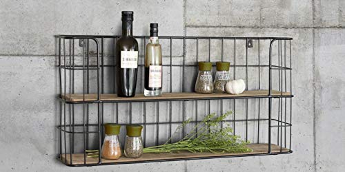 LIFA LIVING Estantería de Pared con 2 estantes, Madera y Metal, Diseño Vintage Industrial, Forma Rectangular, 66.5 x 33.6 x 14.3 cm LIFA LIVING Estantería de Pared con 2 estantes, Madera y Metal, Diseño Vintage Industrial, Forma Rectangular, 66.5 x 33.6 x 14.3 cm