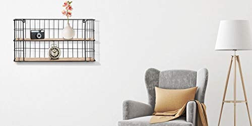 LIFA LIVING Estantería de Pared con 2 estantes, Madera y Metal, Diseño Vintage Industrial, Forma Rectangular, 66.5 x 33.6 x 14.3 cm LIFA LIVING Estantería de Pared con 2 estantes, Madera y Metal, Diseño Vintage Industrial, Forma Rectangular, 66.5 x 33.6 x 14.3 cm