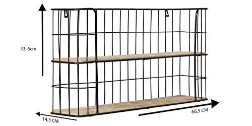 LIFA LIVING Estantería de Pared con 2 estantes, Madera y Metal, Diseño Vintage Industrial, Forma Rectangular, 66.5 x 33.6 x 14.3 cm LIFA LIVING Estantería de Pared con 2 estantes, Madera y Metal, Diseño Vintage Industrial, Forma Rectangular, 66.5 x 33.6 x 14.3 cm