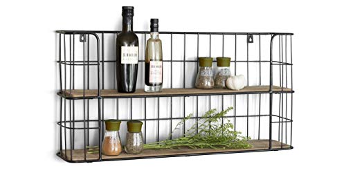 LIFA LIVING Estantería de Pared con 2 estantes, Madera y Metal, Diseño Vintage Industrial, Forma Rectangular, 66.5 x 33.6 x 14.3 cm LIFA LIVING Estantería de Pared con 2 estantes, Madera y Metal, Diseño Vintage Industrial, Forma Rectangular, 66.5 x 33.6 x 14.3 cm
