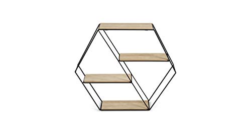 LIFA LIVING Estantería de Pared con 4 estantes, Madera y Hierro, Diseño Vintage Industrial, Forma Hexagonal, para almacenaje de Libros, Fotos, Botellas, y más, 51 x 11 x 58 cm LIFA LIVING Estantería de Pared con 4 estantes, Madera y Hierro, Diseño Vintage Industrial, Forma Hexagonal, para almacenaje de Libros, Fotos, Botellas, y más, 51 x 11 x 58 cm