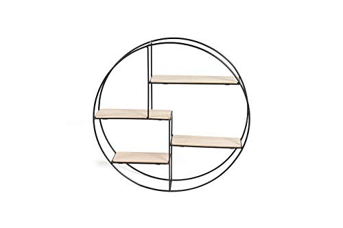 LIFA LIVING Estantería de Pared, Madera y Metal, Diseño Vintage Industrial, Forma Redonda, para almacenaje de Libros, Fotos, Botellas, y más, Ø55 cm x 11 cm LIFA LIVING Estantería de Pared, Madera y Metal, Diseño Vintage Industrial, Forma Redonda, para almacenaje de Libros, Fotos, Botellas, y más, Ø55 cm x 11 cm