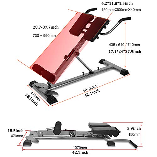 LIfav Silla Romana Plegable, Equipo De Ejercicio De Cintura para El Hogar, Entrenador De Abdominales De Tubo De Acero, Equipo De Fitness para El Hogar, Carga 150Kg / 330Lb