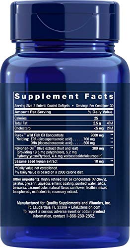 Life Extension Super Omega-3 EPA/DHA con semillas de sésamo y aceituna, 60 cápsulas