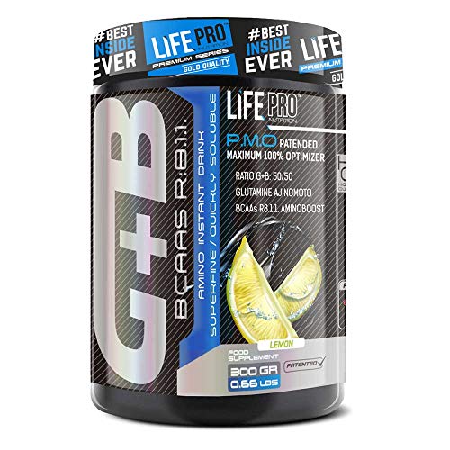 Life Pro BCAA 8:1:1 con glutamina Ajinomoto para el aumento y recuperación muscular – Aminoácidos ramificados BCAA y glutamina para evitar el catabolismo y la fatiga muscular – 300 gr – Sabor limón Life Pro BCAA 8:1:1 con glutamina Ajinomoto para el aumento y recuperación muscular – Aminoácidos ramificados BCAA y glutamina para evitar el catabolismo y la fatiga muscular – 300 gr – Sabor limón