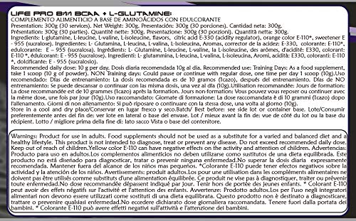 Life Pro BCAA + Glutamina Ajinomoto | Suplemento con BCAA’s 8:1:1 y Glutamina con Fórmula Patentada Ajinomoto 300g, Sabor Naranja