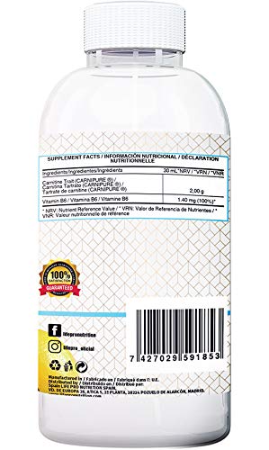 Life Pro Carnitine Carnipure 500ml Suplemento Quemagrasas | Pastillas Quemagrasas Efectivas con Carnipure y L-carnitina, Acelera el Metabolismo, Reduce Grasa, Define Músculo y Aporta Energía Extra