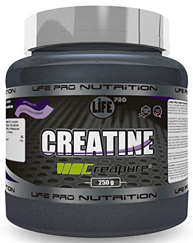 Life Pro Creatine Creapure 250g | Suplemento de Creatina en Polvo con 99.9% de Pureza para Deportistas, Aumenta Resistencia y Fuerza, Sabor Neutro