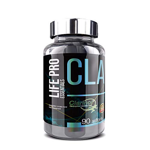 Life Pro Essentials CLA Clarinol 1000 mg para ayudar a adelgazar y al aumento de masas muscular – Ácido linoleico conjugado quemagrasas para acelerar el metabolismo y aportar energía – 90 cápsulas