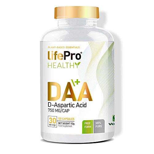Life Pro Essentials DAA Ácido D-aspártico 750 mg – Suplemento deportivo para contribuir al crecimiento muscular y acelerar el metabolismo – 120 cápsulas