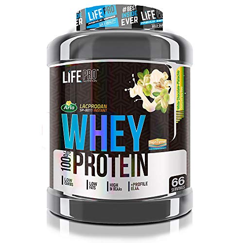 Life Pro Whey 2Kg | Suplemento Deportivo, 78% Proteína de Concentrado de Suero, Protege Tejidos, Anticatabolismo, Crecimiento Muscular y Facilita la Recuperación, White Chocolate Pistacchio 2 kg