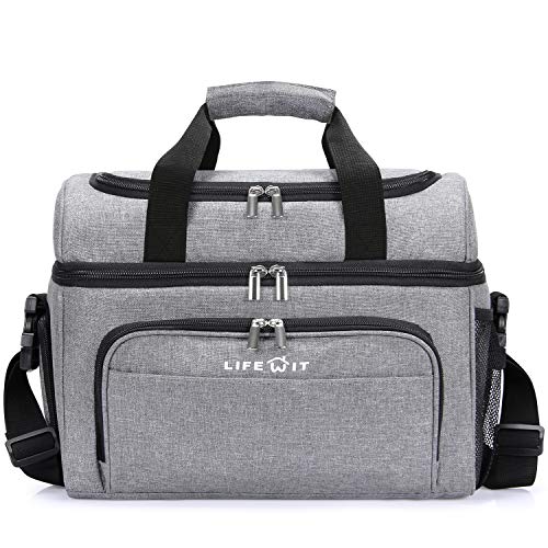 Lifewit 26can Nevera Portatil Bolsa Térmica Comida Doble Capa Grande Porta Alimentos de Refrigeración Aislamiento Bolsa con Correa Ajustable para Picnics, Playa, Soporte, Camping, Gris Lifewit 26can Nevera Portatil Bolsa Térmica Comida Doble Capa Grande Porta Alimentos de Refrigeración Aislamiento Bolsa con Correa Ajustable para Picnics, Playa, Soporte, Camping, Gris