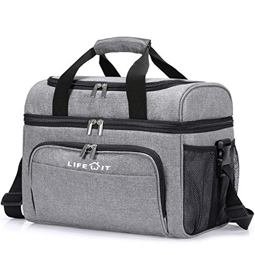 Lifewit 26can Nevera Portatil Bolsa Térmica Comida Doble Capa Grande Porta Alimentos de Refrigeración Aislamiento Bolsa con Correa Ajustable para Picnics, Playa, Soporte, Camping, Gris Lifewit 26can Nevera Portatil Bolsa Térmica Comida Doble Capa Grande Porta Alimentos de Refrigeración Aislamiento Bolsa con Correa Ajustable para Picnics, Playa, Soporte, Camping, Gris