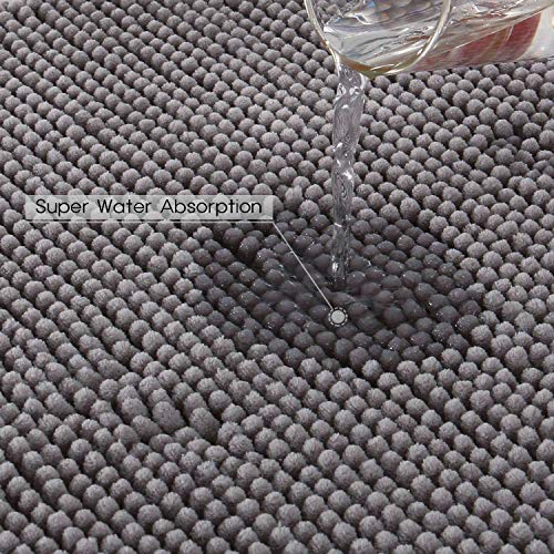 Lifewit Alfombra De Baño,Cocina,Mascota,Alfombrilla De Baño,Antideslizante,Multifuncional,Felpa Microfibra Chenille,Suave,Cómoda Y Súper Absorbente,80x50cm,Gris/Blanca