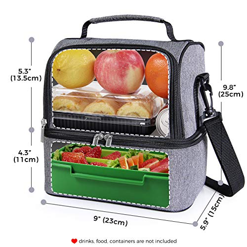 Lifewit Bolsa Térmica para Almuerzo con Doble Compartimentos Aislamiento,Multiuso Caja De Almuerzo para Hombres,Mujeres,Niños,Bebé,Bolso Térmico para Camping,Excursión,Playa Refrescos,7L, Gris