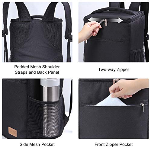 Lifewit Bolsa Térmica Porta Alimentos Bolsa de Compra Reutilizable Grande de Mochila Refrigeración Aislamiento Bolsa de Enfriamiento Grande con Correa, Negro