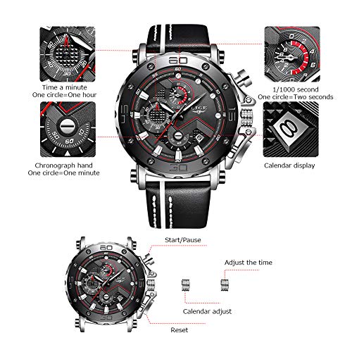 LIGE Reloj para Hombre Cronógrafo A Prueba De Agua Moda Militar Reloj Deportivo Reloj De Cuarzo Reloj Analógico Reloj para Hombre Luminoso Plata Negro LIGE Reloj para Hombre Cronógrafo A Prueba De Agua Moda Militar Reloj Deportivo Reloj De Cuarzo Reloj Analógico Reloj para Hombre Luminoso Plata Negro