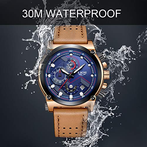 LIGE Relojes Hombre Militar Impermeable Deportes Analogicos Cuarzo Relojes Hombre Lujo Azul Automática Fecha Cuero Relojes LIGE Relojes Hombre Militar Impermeable Deportes Analogicos Cuarzo Relojes Hombre Lujo Azul Automática Fecha Cuero Relojes