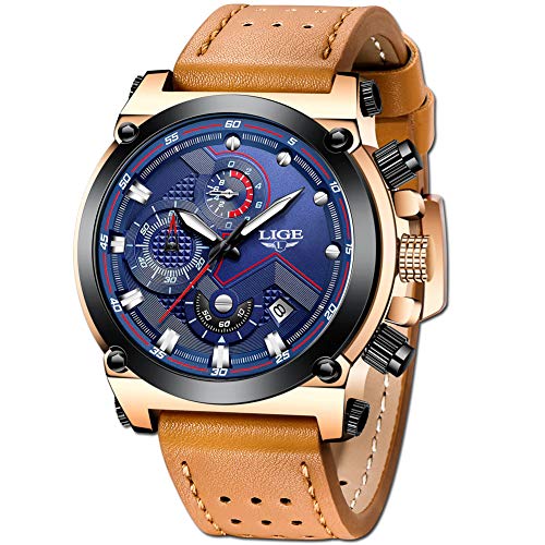 LIGE Relojes Hombre Militar Impermeable Deportes Analogicos Cuarzo Relojes Hombre Lujo Azul Automática Fecha Cuero Relojes LIGE Relojes Hombre Militar Impermeable Deportes Analogicos Cuarzo Relojes Hombre Lujo Azul Automática Fecha Cuero Relojes