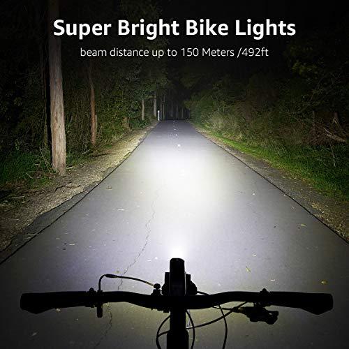 Lighting EVER LE Luces LED de Bicicleta Potente 3 Modos 200 Lúmenes, Luz Delantera y luz Trasera, Impermeable Clip, Pilas Incluidas, Pack de 2