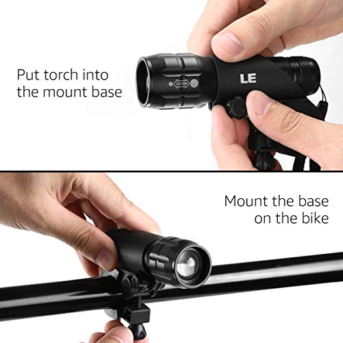 Lighting EVER LE Luces LED de Bicicleta Potente 3 Modos 200 Lúmenes, Luz Delantera y luz Trasera, Impermeable Clip, Pilas Incluidas, Pack de 2