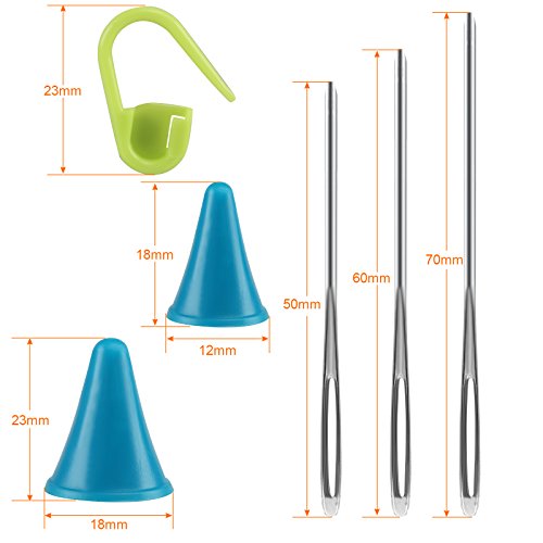 LIHAO 120 Marcadores de Puntada de Bloqueo con 9 Agujas de Ojo Grande y 6 Protectores de Punta para Agujas de Tejer LIHAO 120 Marcadores de Puntada de Bloqueo con 9 Agujas de Ojo Grande y 6 Protectores de Punta para Agujas de Tejer
