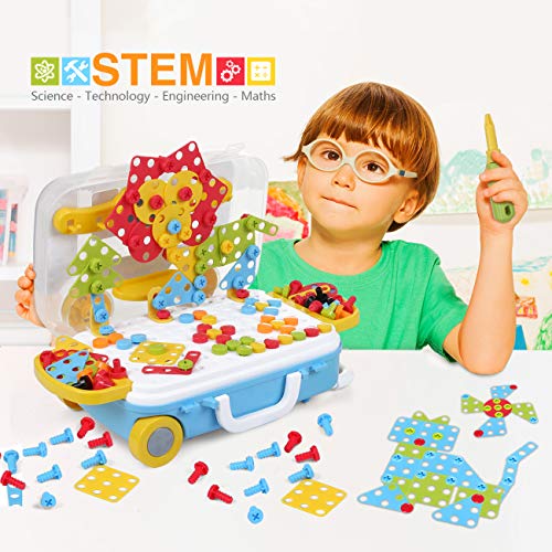 LIHAO 229 Piezas Juguetes Construcción Puzzles 3D Mosaicos para Niños Juguetes Montessori - Juguete de Tornillo Rompecabezas Infantiles, Pack Juego de Mosaicos Paquqte Maletero Portátil LIHAO 229 Piezas Juguetes Construcción Puzzles 3D Mosaicos para Niños Juguetes Montessori - Juguete de Tornillo Rompecabezas Infantiles, Pack Juego de Mosaicos Paquqte Maletero Portátil
