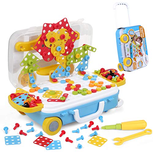 LIHAO 229 Piezas Juguetes Construcción Puzzles 3D Mosaicos para Niños Juguetes Montessori - Juguete de Tornillo Rompecabezas Infantiles, Pack Juego de Mosaicos Paquqte Maletero Portátil LIHAO 229 Piezas Juguetes Construcción Puzzles 3D Mosaicos para Niños Juguetes Montessori - Juguete de Tornillo Rompecabezas Infantiles, Pack Juego de Mosaicos Paquqte Maletero Portátil