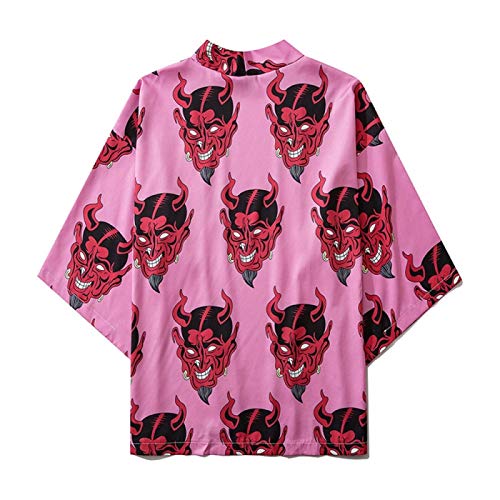 Lihcao Europa Y América del Cabezal De Impresión Demonio Estilo De La Calle De Siete Puntos Bata Manga Japonés del Ukiyo-e Par Camisa Suelta (Color : Purple, Size : L)