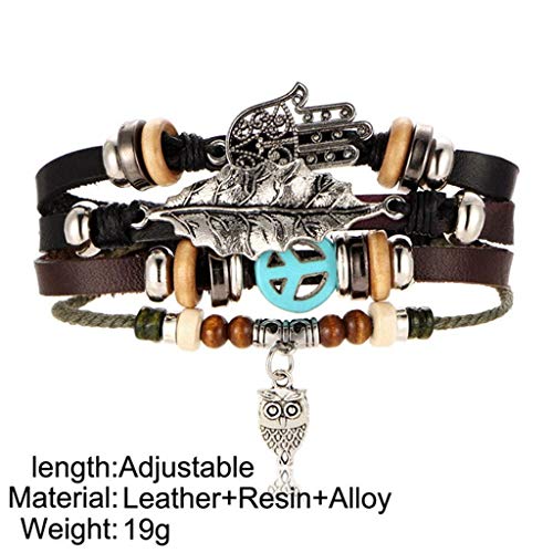 LIIYANN Multilayer Adjustable Braided Bracelet Cross Bracelet Leaf Wristband Cuff Wristband (Color : A) Gift LIIYANN Multilayer Adjustable Braided Bracelet Cross Bracelet Leaf Wristband Cuff Wristband (Color : A) Gift