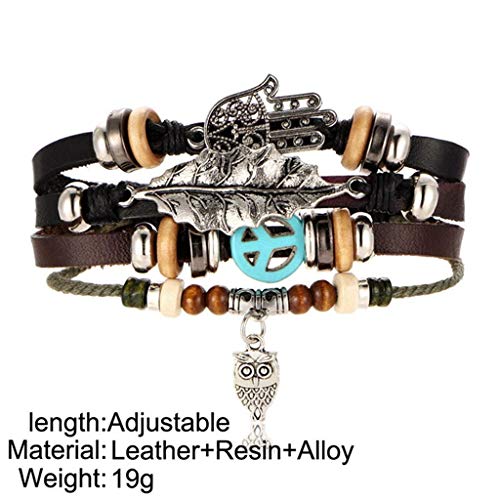 LIIYANN Multilayer Adjustable Braided Bracelet Cross Bracelet Leaf Wristband Cuff Wristband (Color : A) Gift