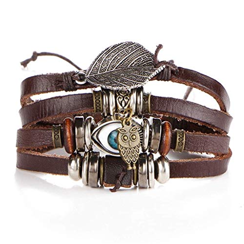 LIIYANN Multilayer Adjustable Braided Bracelet Cross Bracelet Leaf Wristband Cuff Wristband (Color : A) Gift