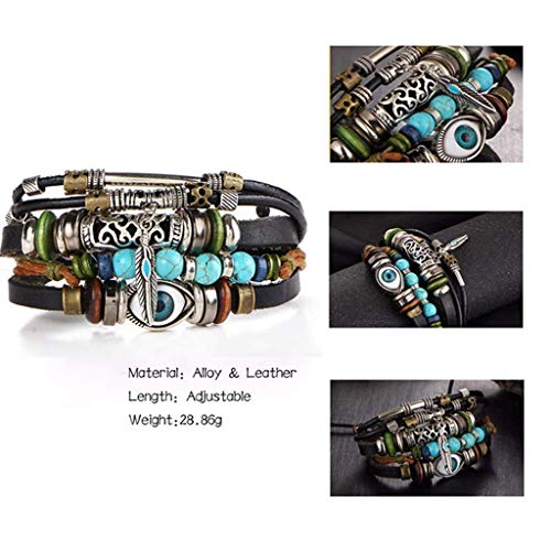 LIIYANN Multilayer Adjustable Braided Bracelet Cross Bracelet Leaf Wristband Cuff Wristband (Color : A) Gift