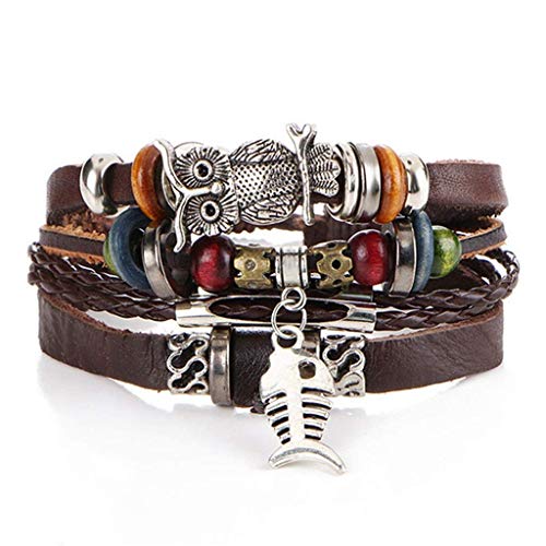 LIIYANN Multilayer Adjustable Braided Bracelet Cross Bracelet Leaf Wristband Cuff Wristband (Color : A) Gift