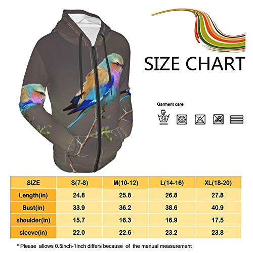 Lilac-Breasted Rollers Kids & Youth Full-Zip Fleece Hoodie Boys Casual Hooded Sweatshirt Jacket Pockets Lilac-Breasted Rollers Kids & Youth Full-Zip Fleece Hoodie Boys Casual Hooded Sweatshirt Jacket Pockets
