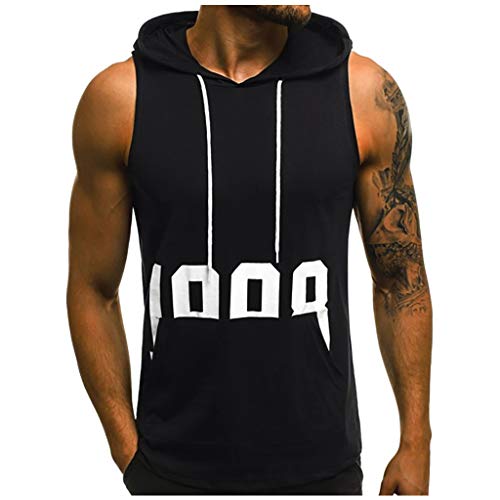ღLILICATღ Camiseta con Capucha de Tirantes Deportes para Hombre, Tops Camisa sin Mangas de Verano Fitness