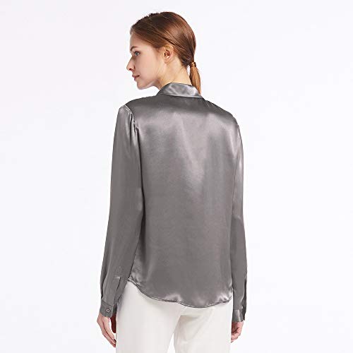 LilySilk - Blusa de seda para mujer, con botones ocultos de 22 momme, paquete múltiple. gris XXL LilySilk - Blusa de seda para mujer, con botones ocultos de 22 momme, paquete múltiple. gris XXL