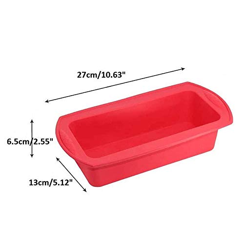 Limeow Molde Rectangular de Silicona Rojo Pasteles Molde Cuadrado Largo para Pasteles Rojo Molde Rectangular Silicona para Pan Molde 2 Piezas para Hornear DIY Suministros de Cocina Pastel