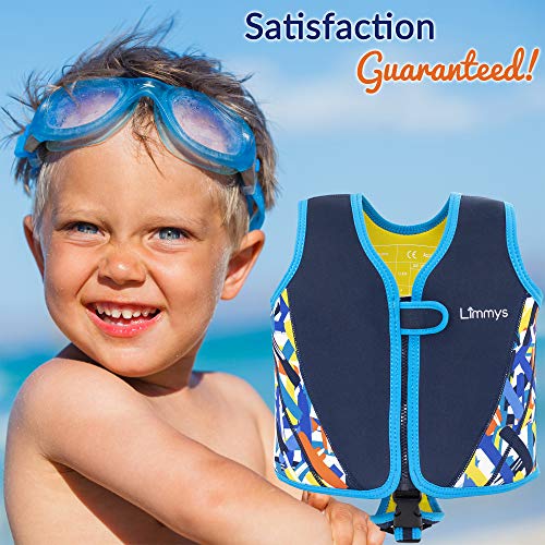 Limmys Chaleco de Natación de Neopreno de la Marca Premium para Niños, Flotador para el Aprendizaje de la Natación Ideal para Niños, Incluye una Bolsa con Cordón Extra (Medium)