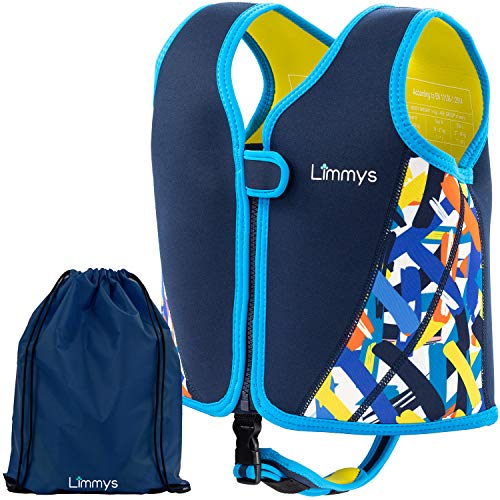 Limmys Chaleco de Natación de Neopreno de la Marca Premium para Niños, Flotador para el Aprendizaje de la Natación Ideal para Niños, Incluye una Bolsa con Cordón Extra (Medium)