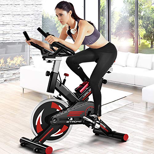 Lindhb Bicicleta de Spinning Girar la Bici Resistencia Infinity transmisión del cinturón de Asiento Ajustable for el Entrenamiento Cardio Negro Blanco para Ejercicios en Casa Adelgazar Fitness