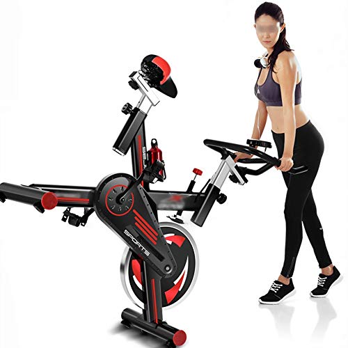 Lindhb Bicicleta de Spinning Girar la Bici Resistencia Infinity transmisión del cinturón de Asiento Ajustable for el Entrenamiento Cardio Negro Blanco para Ejercicios en Casa Adelgazar Fitness